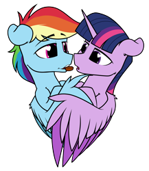 Size: 3300x3800 | Tagged: safe, artist:dacaoo, rainbow dash, twilight sparkle, alicorn, pegasus, pony, g4, chocolate, female, food, heart, heart eyes, hearts and hooves day, high res, holiday, hug, imminent kissing, lesbian, mare, ship:twidash, shipping, simple background, transparent background, twilight sparkle (alicorn), valentine's day, wingding eyes, winghug, wings