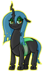 Size: 1402x2256 | Tagged: safe, artist:wild-thunder06, queen chrysalis, changeling, changeling queen, g4, chubby, female, heart, heart eyes, simple background, solo, transparent background, wingding eyes