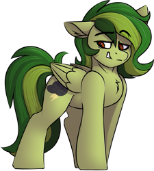 Size: 937x1039 | Tagged: safe, artist:notetaker, oc, oc only, oc:thundercloud, pegasus, pony, chest fluff, eyebrows, eyebrows visible through hair, grin, raised eyebrow, simple background, smiling, smirk, solo, transparent background