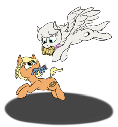 Size: 826x891 | Tagged: safe, artist:thebathwaterhero, oc, oc only, oc:lavender, oc:maple dreams, earth pony, pegasus, pony, doll, earth pony oc, female, filly, foal, pegasus oc, playing, simple background, toy, transparent background