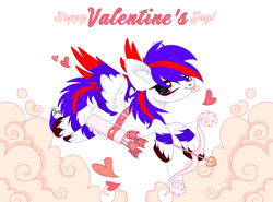 Size: 1920x1420 | Tagged: safe, artist:vi45, oc, oc only, oc:chiseled amethyst, pegasus, pony, arrow, bow (weapon), bow and arrow, commission, heart, holiday, simple background, valentine's day, weapon, white background, ych result