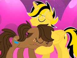 Size: 920x700 | Tagged: safe, artist:small-brooke1998, artist:tersisa, alicorn, earth pony, pony, base used, bumblebee (transformers), charlie watson, crossover, holiday, hug, romance, shipping, transformers, valentine's day