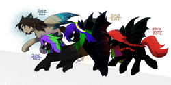 Size: 5008x2480 | Tagged: safe, artist:sinrinf, oc, oc:flysoul dragon, oc:sinrin linx, dracony, dragon, hybrid, pegasus, pony, crown, dragon wings, ear fluff, jewelry, paws, regalia, spread wings, wings