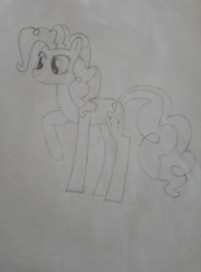 Size: 3120x4208 | Tagged: safe, artist:xuf, pinkie pie, earth pony, pony, g4, monochrome, raised hoof, solo, traditional art