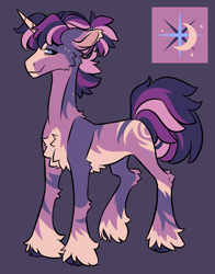 Size: 1800x2300 | Tagged: safe, artist:eeelt, oc, oc only, pony, unicorn, cheek fluff, chest fluff, coat markings, gray background, offspring, parent:flash sentry, parent:twilight sparkle, parents:flashlight, simple background, solo, unshorn fetlocks