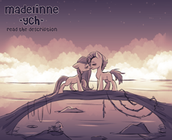 Size: 3221x2626 | Tagged: safe, artist:madelinne, pony, commission, high res, lake, sketch, sunset, water, your character here