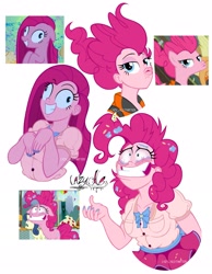 Size: 1937x2498 | Tagged: safe, artist:l4zy_4le, screencap, applejack, bon bon, pinkie pie, sweetie drops, earth pony, human, pony, g4, party of one, pinkie apple pie, secrets and pies, adoracreepy, bloodshot eyes, bowtie, breasts, busty pinkie pie, clothes, creepy, crying, cute, diapinkes, duckface, faic, female, humanized, light skin, pinkamena diane pie, pinkie pie is best facemaker, scene interpretation, screencap reference, simple background, skirt, white background, wide eyes