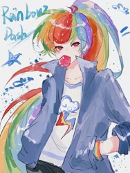 Size: 945x1260 | Tagged: safe, artist:大刀抡七天, rainbow dash, human, g4, humanized