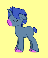 Size: 408x490 | Tagged: safe, artist:sinclair2013, oc, oc only, pony, unicorn, male, short tail, simple background, solo, stallion, tail, yellow background