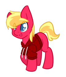 Size: 600x700 | Tagged: safe, artist:sinclair2013, oc, oc only, oc:johnny, earth pony, pony, clothes, colt, foal, hoodie, male, not big macintosh, nudity, sheath, simple background, smiling, solo, transparent background