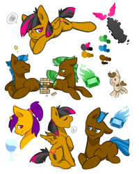 Size: 1200x1500 | Tagged: safe, artist:sinclair2013, oc, oc only, oc:diamond blaze, oc:emerald scorch, oc:half empty, oc:plume, pegasus, pony, bust, female, jenga, mare, simple background, white background