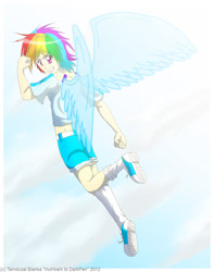 Size: 900x1140 | Tagged: safe, artist:inuhoshi-to-darkpen, rainbow dash, human, g4, 2012, converse, humanized, old art, shoes, solo