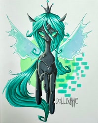 Size: 1630x2048 | Tagged: safe, artist:dollbunnie, queen chrysalis, changeling, g4, female, looking at you, mare, solo