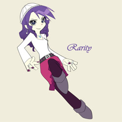 Size: 600x600 | Tagged: safe, artist:mirakurunaito, part of a set, rarity, human, g4, beige background, human coloration, humanized, light skin, panty and stocking with garterbelt, simple background, solo, style emulation