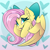 Size: 2500x2500 | Tagged: safe, artist:starcasteclipse, fluttershy, pegasus, pony, g4, bow, bust, cute, ear fluff, female, gradient background, hair bow, heart, high res, looking at you, mare, open mouth, open smile, shyabetes, smiling, smiling at you, solo