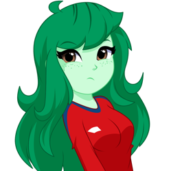 Size: 976x978 | Tagged: safe, artist:rosemile mulberry, wallflower blush, human, equestria girls, g4, my little pony equestria girls: better together, breasts, female, freckles, simple background, solo, updated design, white background