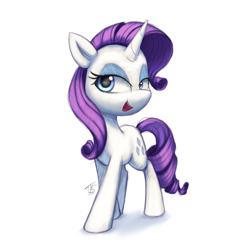 Size: 1200x1200 | Tagged: safe, artist:t15, rarity, pony, unicorn, g4, blue eyes, colored sketch, fanart, female, looking at you, mare, shaded sketch, signature, simple background, sketch, smiling, smiling at you, solo, walking, white background