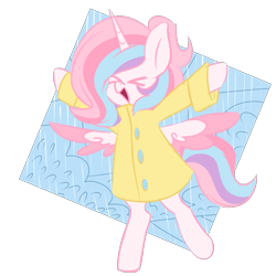Size: 3000x3000 | Tagged: safe, artist:ladylullabystar, oc, oc only, oc:lullaby star, alicorn, pony, bipedal, female, high res, mare, rain, raincoat, simple background, solo, transparent background