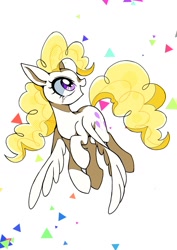 Size: 1075x1518 | Tagged: safe, artist:stacy_165cut, surprise, pegasus, pony, g1, flying, simple background, smiling, solo, white background