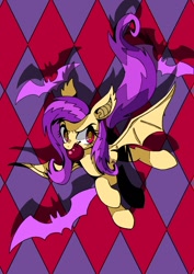 Size: 1075x1518 | Tagged: safe, artist:stacy_165cut, fluttershy, bat pony, pegasus, pony, g4, apple, bat ponified, flutterbat, food, race swap, solo