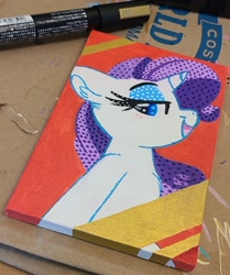 Size: 1701x2039 | Tagged: safe, artist:lbrcloud, rarity, pony, unicorn, g4, profile, smiling, solo, traditional art