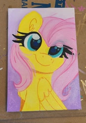 Size: 1424x2048 | Tagged: safe, artist:lbrcloud, fluttershy, pegasus, pony, g4, smiling, solo, traditional art