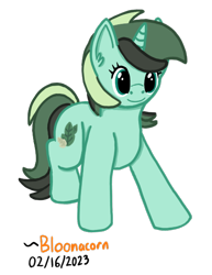 Size: 442x573 | Tagged: safe, artist:bloonacorn, oc, oc only, oc:herbal remedy, pony, unicorn, horn, simple background, solo, transparent background, unicorn oc