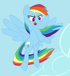 Size: 1859x2023 | Tagged: safe, artist:calmbreezes, rainbow dash, pegasus, pony, g4, angry, cloud, flying, sky, solo, spread wings, wings
