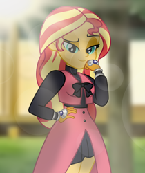Size: 4944x5885 | Tagged: safe, artist:emeraldblast63, sunset shimmer, human, equestria girls, g4, female, lidded eyes, looking at you, smiling, smiling at you, solo