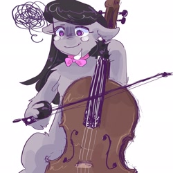 Size: 2048x2048 | Tagged: safe, artist:dmitrymemovznok, octavia melody, earth pony, pony, g4, cello, ear piercing, forced smile, high res, musical instrument, piercing, sad, simple background, smiling, solo, teary eyes, unshorn fetlocks, white background