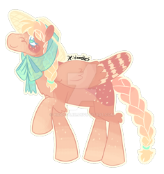 Size: 1280x1357 | Tagged: safe, artist:hidoodlee, oc, oc only, pegasus, pony, body freckles, deviantart watermark, female, freckles, hat, looking up, mare, obtrusive watermark, offspring, outline, parent:big macintosh, parent:fluttershy, parents:fluttermac, pegasus oc, raised hoof, signature, simple background, solo, sun hat, transparent background, watermark