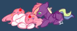 Size: 1280x518 | Tagged: safe, artist:sinclair2013, oc, oc only, oc:icing delight, oc:soft ray, earth pony, pegasus, pony, duo, female, mare, sketch