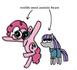 Size: 1752x1587 | Tagged: safe, artist:punkittdev, maud pie, pinkie pie, earth pony, pony, g4, autism, autistic maud, autistic pinkie pie, duo, female, funny, funny as hell, horsecomix, simple background, white background