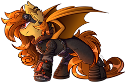 Size: 1800x1200 | Tagged: safe, artist:starcasteclipse, oc, oc only, oc:pumpkin spice, bat pony, pony, fallout equestria, simple background, solo, transparent background