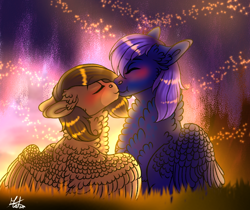 Size: 1278x1071 | Tagged: safe, artist:malinraf1615, oc, oc only, pegasus, pony, blushing, nuzzling