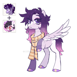 Size: 1024x1024 | Tagged: safe, artist:lynesssan, oc, oc only, oc:eveline, pegasus, pony, clothes, colored wings, deviantart watermark, obtrusive watermark, scarf, simple background, solo, striped scarf, transparent background, two toned wings, watermark, wings