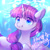 Size: 1750x1750 | Tagged: safe, artist:leafywind, oc, oc only, pony, unicorn, birthday, blue eyes, bubble, bust, crepuscular rays, cute, digital art, eye clipping through hair, female, gift art, happy, horn, mare, ocean, pink mane, portrait, smiling, solo, sunlight, swimming, teeth, underwater, water