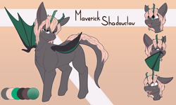 Size: 4500x2700 | Tagged: safe, artist:chapaevv, oc, oc:maverick shadowclaw, pony, bat wings, commission, emoticon, female, horns, looking at you, reference sheet, solo, tail, wings