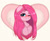 Size: 1000x812 | Tagged: safe, artist:inkypuso, pinkie pie, earth pony, pony, g4, blushing, chest fluff, cute, cuteamena, female, heart, holiday, long mane, mare, one eye closed, pinkamena diane pie, smiling, solo, straight hair, valentine's day, wink