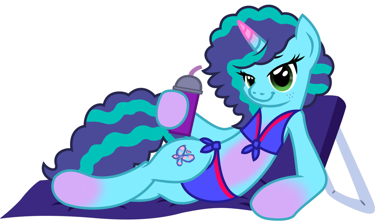 3048255 - safe, artist:ejlightning007arts, misty brightdawn, pony, unicorn,  g4, g5, my little pony: make your mark, spoiler:g5, bench, bikini, clothes,  draw me like one of your french girls, g5 to g4, generation