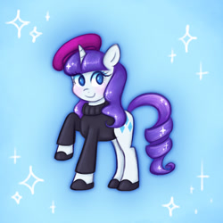 Size: 686x686 | Tagged: safe, artist:felicitea, rarity, pony, unicorn, g4, clothes, februpony, female, hat, mare, simple background, solo