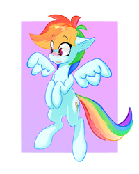 Size: 2000x2500 | Tagged: safe, artist:o0o-bittersweet-o0o, rainbow dash, pegasus, pony, g4, blushing, eye clipping through hair, eyebrows, eyebrows visible through hair, female, floating wings, flying, high res, solo, wings