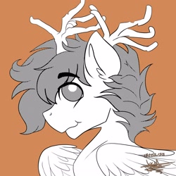 Size: 2500x2500 | Tagged: safe, artist:scarlett-letter, oc, oc only, oc:nimbus cloud, deer, pegasus, pony, brown background, deerified, high res, male, simple background, solo, species swap