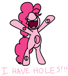 Size: 1275x1414 | Tagged: safe, artist:professorventurer, pinkie pie, earth pony, pony, g4, ant-man, ant-man and the wasp: quantumania, bipedal, female, holes, mare, marvel, marvel cinematic universe, nose in the air, pinkie being pinkie, simple background, spoilers for another series, transparent background