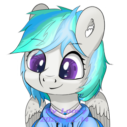 Size: 2500x2500 | Tagged: safe, artist:lancy, oc, oc only, oc:lancy, pegasus, pony, clothes, high res, hoodie, pegasus oc, purple eyes, simple background, smiling, solo, transparent background