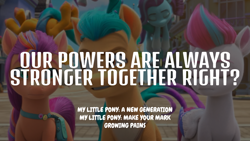 Size: 1920x1080 | Tagged: safe, edit, edited screencap, editor:quoterific, screencap, glory (g5), hitch trailblazer, sunny starscout, zipp storm, earth pony, pegasus, pony, unicorn, g5, growing pains, my little pony: make your mark, my little pony: make your mark chapter 2, spoiler:my little pony: make your mark, spoiler:my little pony: make your mark chapter 2, female, mare