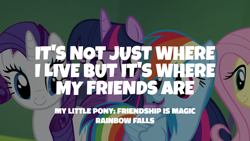 Size: 1920x1080 | Tagged: safe, edit, edited screencap, editor:quoterific, screencap, fluttershy, rainbow dash, rarity, twilight sparkle, alicorn, pony, g4, rainbow falls, twilight sparkle (alicorn)