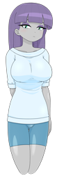 Size: 1160x3522 | Tagged: safe, alternate version, artist:batipin, maud pie, human, equestria girls, g4, breasts, busty maud pie, eyes closed, female, looking at you, simple background, solo, transparent background