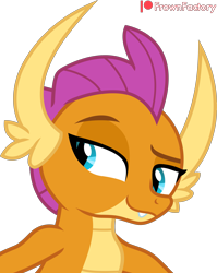 Size: 3183x4000 | Tagged: safe, artist:frownfactory, smolder, dragon, g4, molt down, dragoness, female, horns, simple background, smiling, smirk, smug, solo, transparent background, vector