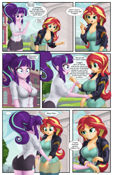 Size: 2443x3778 | Tagged: safe, artist:awalex, artist:mlp-cam, starlight glimmer, sunset shimmer, human, comic:equestria girls curse and madness, equestria girls, g4, breasts, busty starlight glimmer, busty sunset shimmer, cleavage, comic, dialogue, duo, high res, portal, speech bubble